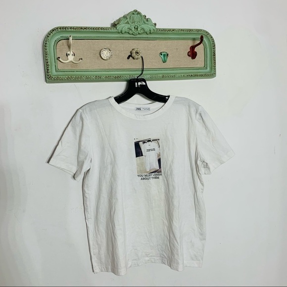 Zara patience and other virtues short sleeve cropped length T-shirt small - Picture 2 of 5
